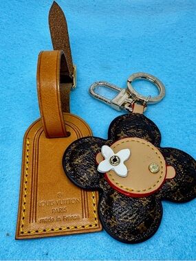 Louis Vuitton Monogram Luggage Tag with Decorative Key ring